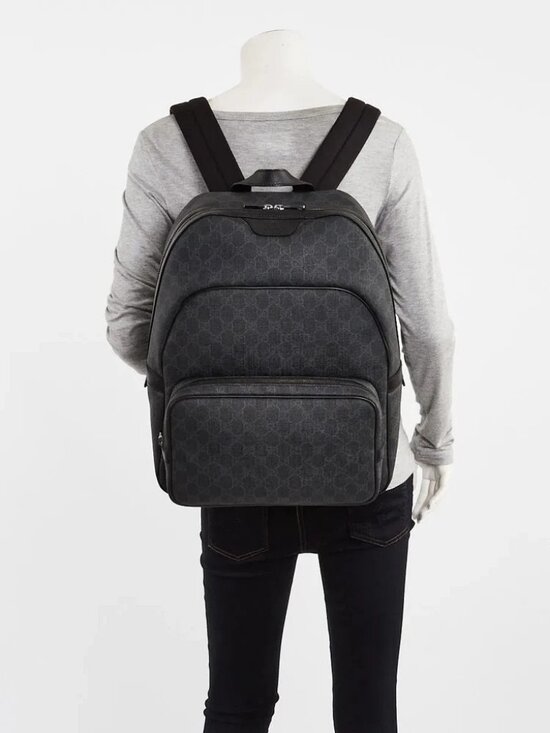 Gucci Black/Grey GG Supreme Coated Canvas Backpack Bag main image 6